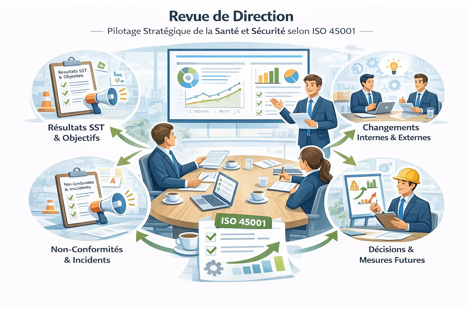 Revue de direction du système de management SST selon ISO 45001